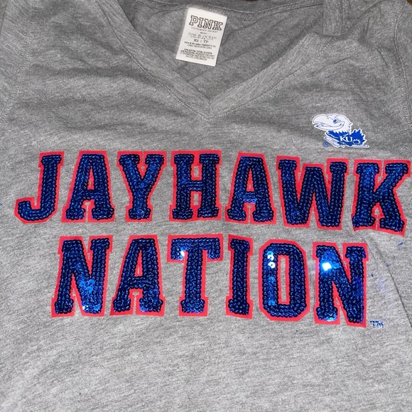 University of Kansas Jayhawks Gameday Tee by 5th & Ocean / PINK: XS: Rock Chalk - Picture 4 of 5